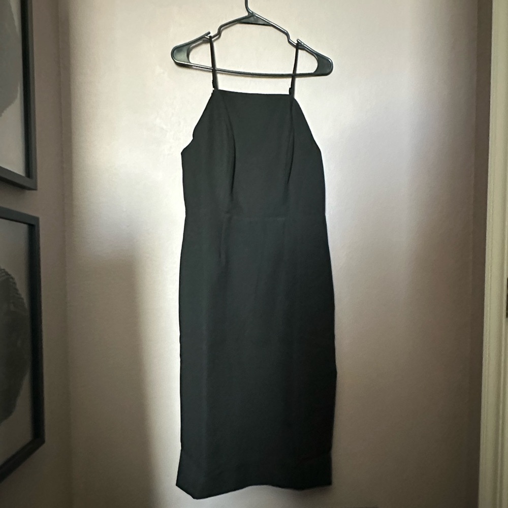 Black sexy slit dress and open back rose gold chains